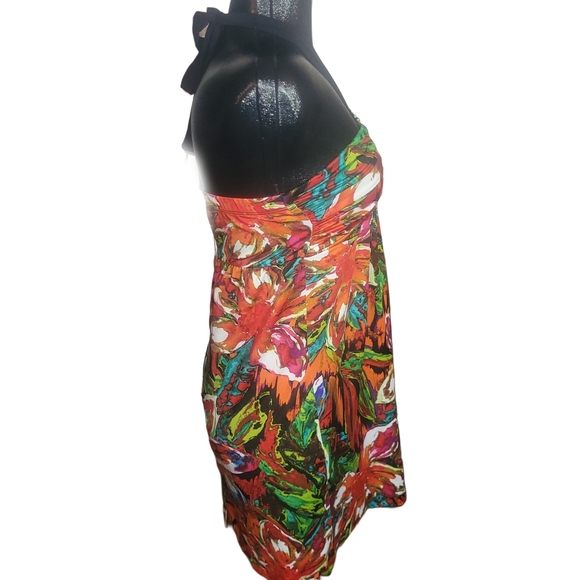 Colorful Floral Halter Dress Sz. L - Picture 4 of 7